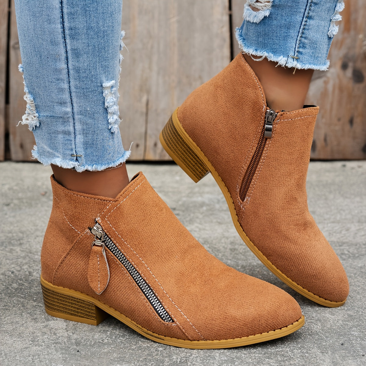 Women's Orthopedic Zip Block-Heel Shoes 12