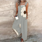 Women's Printed Wide-Leg Overalls 10
