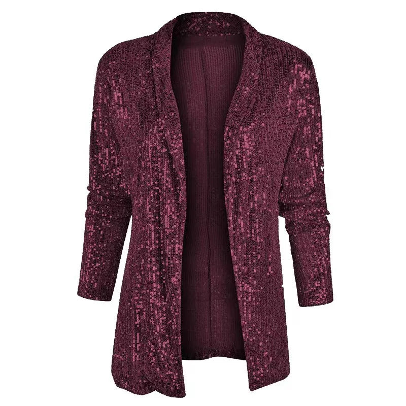 Women's Sequin Open-Front Cardigan Jacket 8