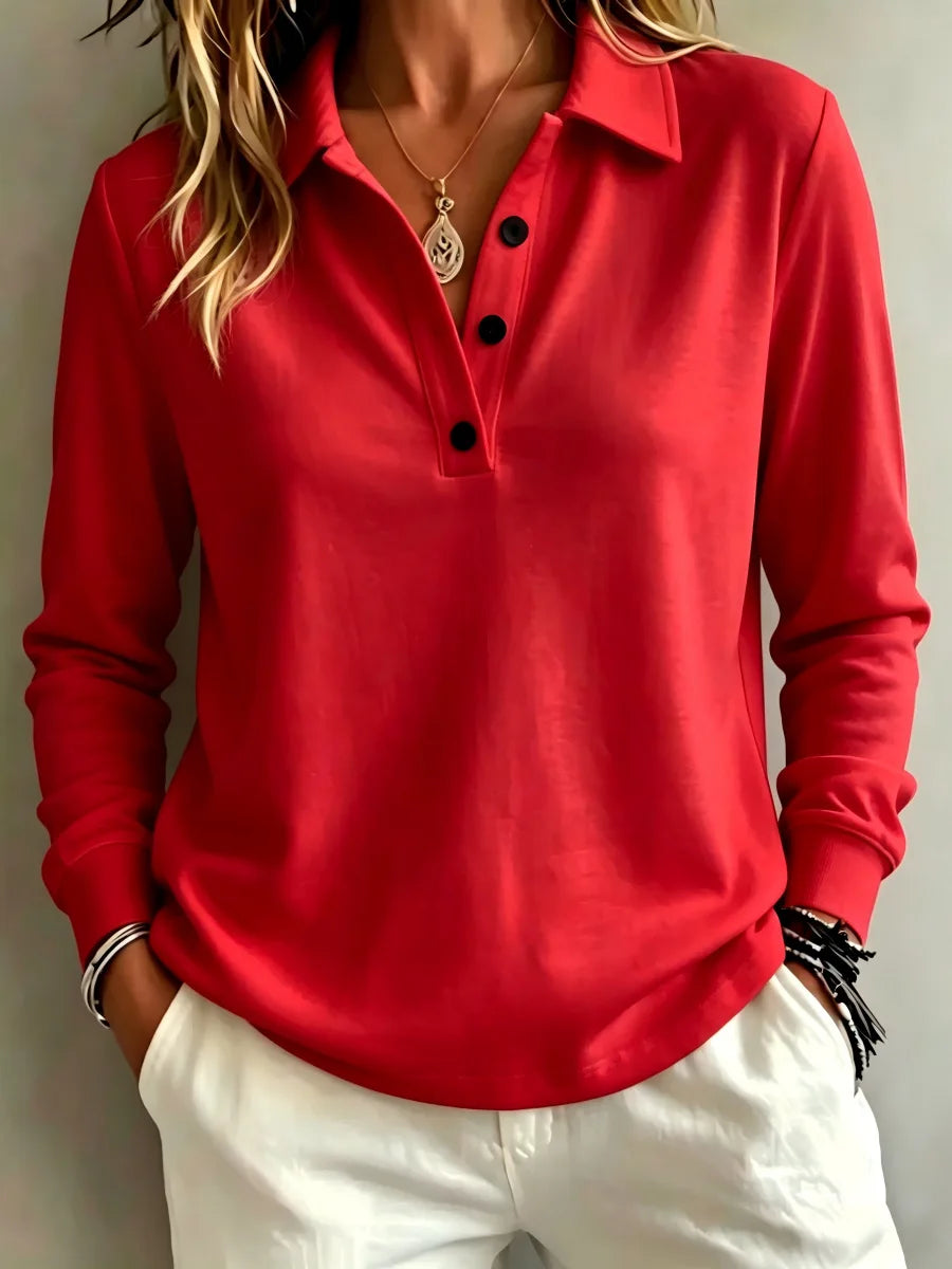 Women's Long-Sleeve Button Polo Top 6