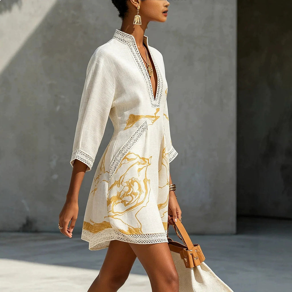 Women's Artistic V-Neck Mini Dress 2