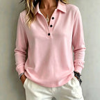 Women's Long-Sleeve Button Polo Top 3