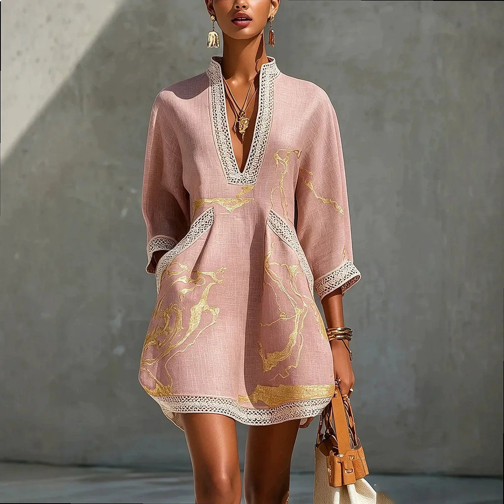Women's Artistic V-Neck Mini Dress 8