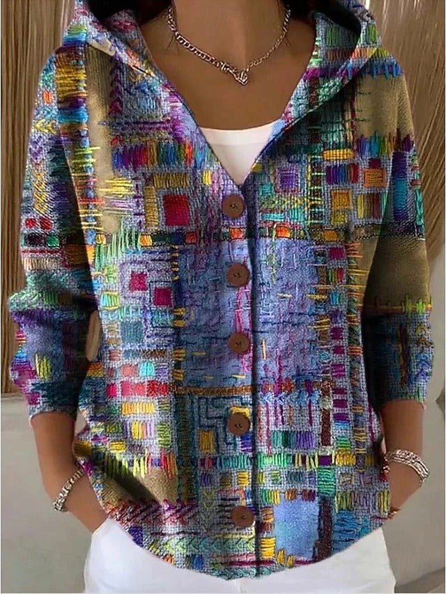 Women's Button-Front Hooded Knit Sweater 1