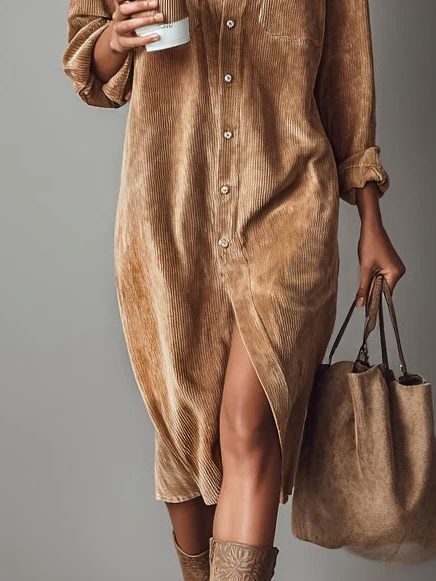 Women's Button-Down Midi Shirt Dress 3