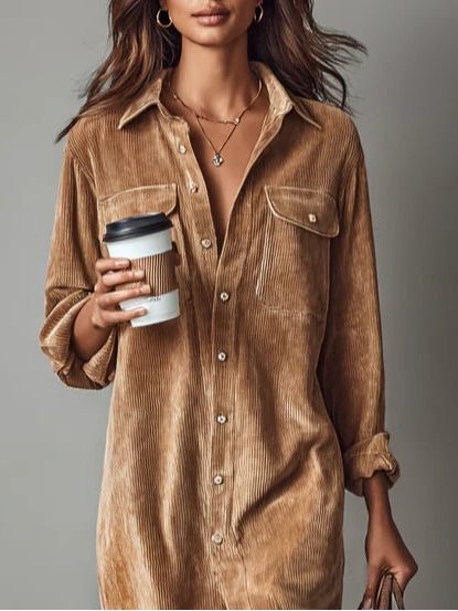 Women's Button-Down Midi Shirt Dress 2