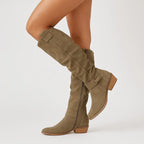 Women's Knee-High Suede Block-Heel Boots 2