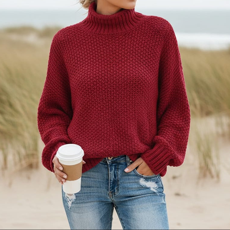 Women's Loose Knit Turtleneck Pullover 9