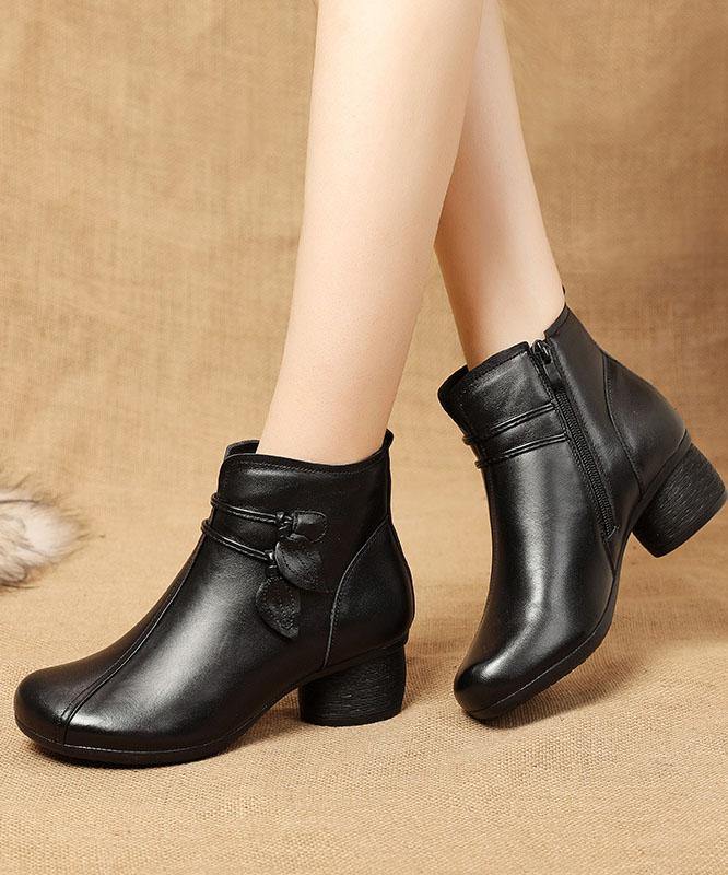 Women's Leather Side-Zip Chunky-Heel Boots 2