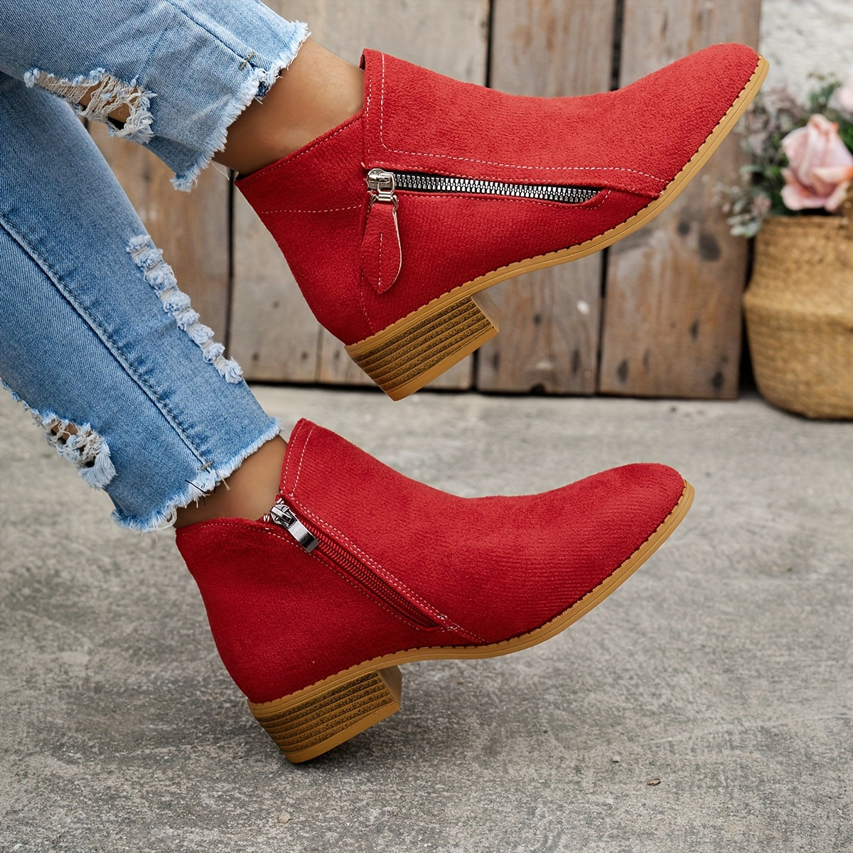 Women's Orthopedic Zip Block-Heel Shoes 9