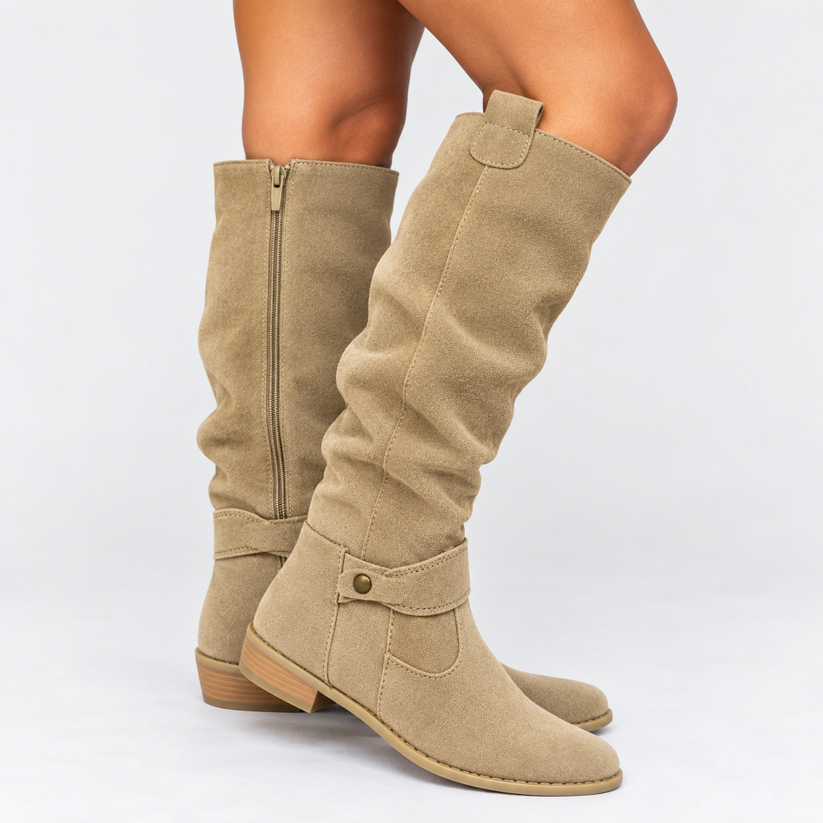 Women's Knee-High Suede Block-Heel Boots 1