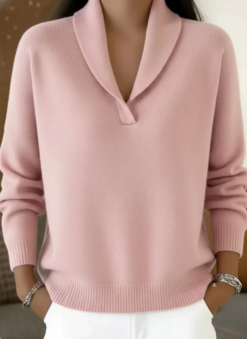 Women's Shawl-Collar V-Neck Sweater 3