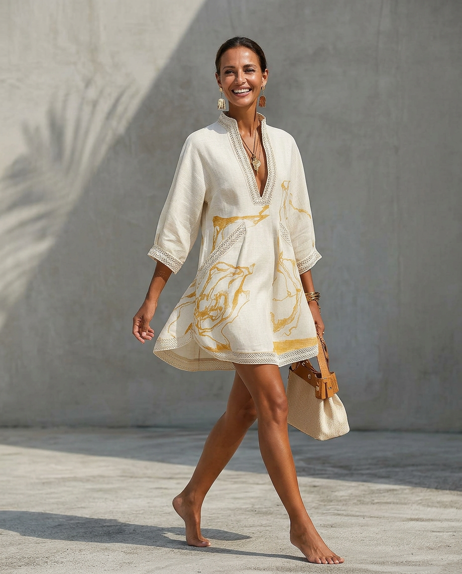 Women's Artistic V-Neck Mini Dress 4