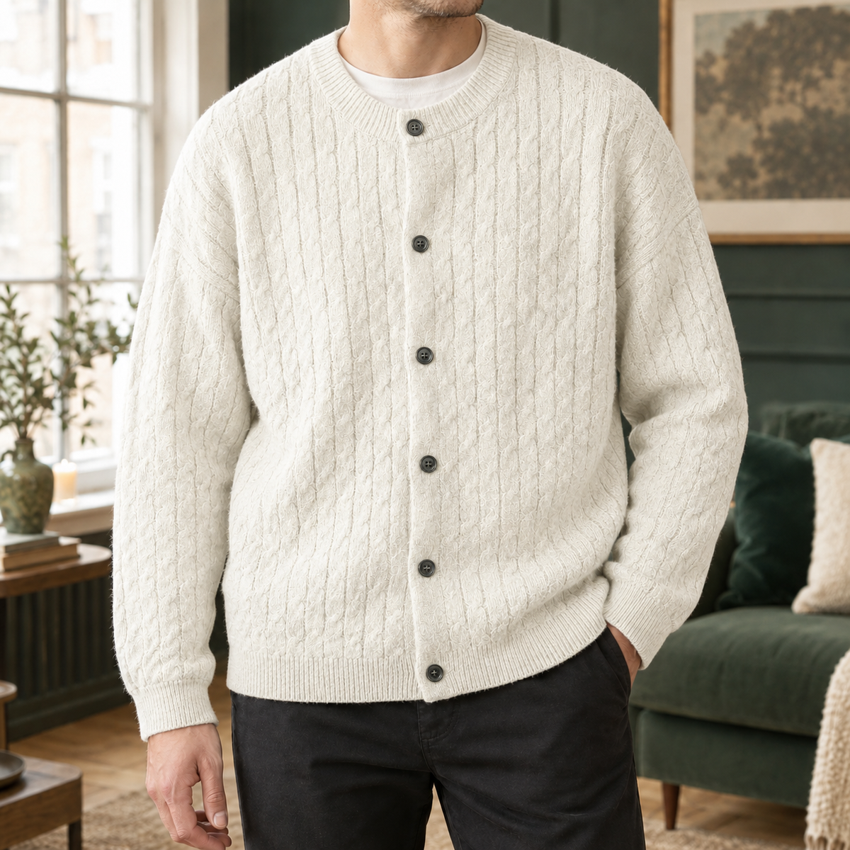 Women's Cable-Knit Button Cardigan 3