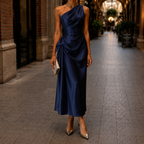 Women's One-Shoulder Draped Midi Dress 6