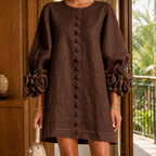 Women's Floral-Appliqué Balloon-Sleeve Mini Dress 6