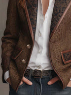 Women's Herringbone Lapel Button Blazer 9