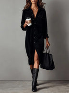 Women's Corduroy Button-Down Shirt Dress 15