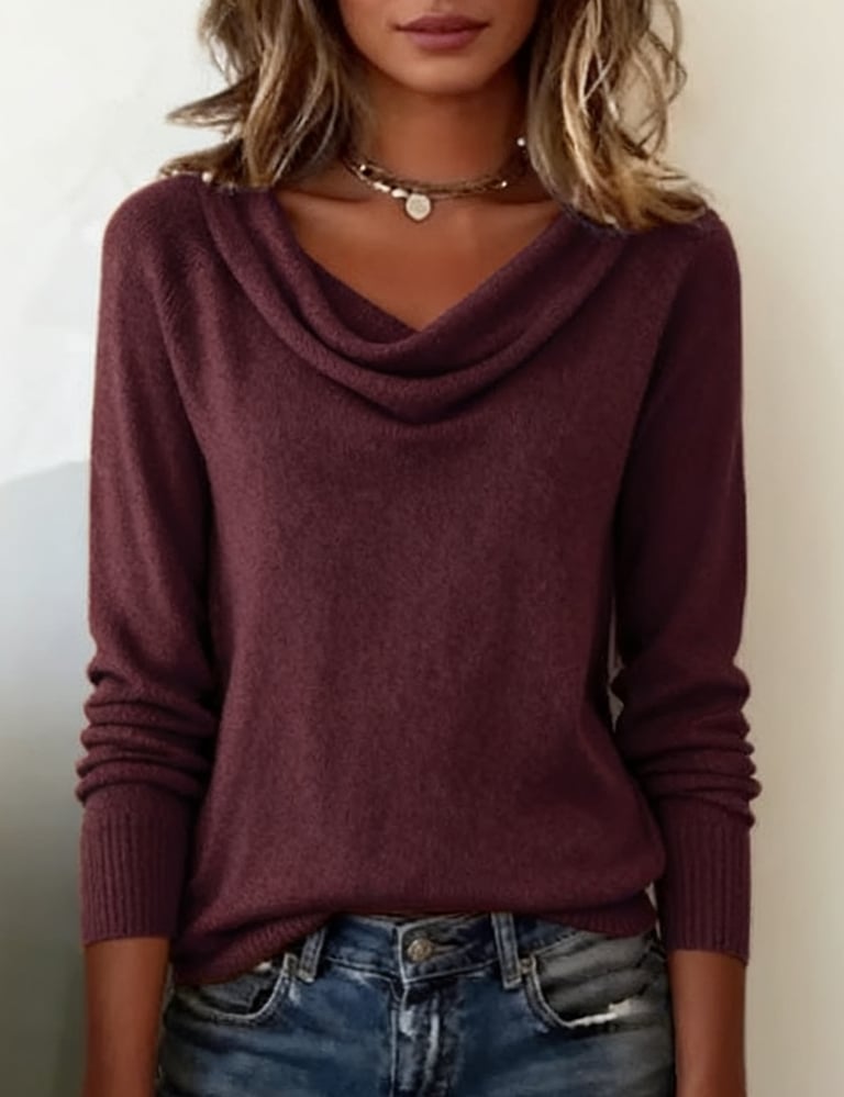 Women's Cowl-Neck Knit Sweater 12