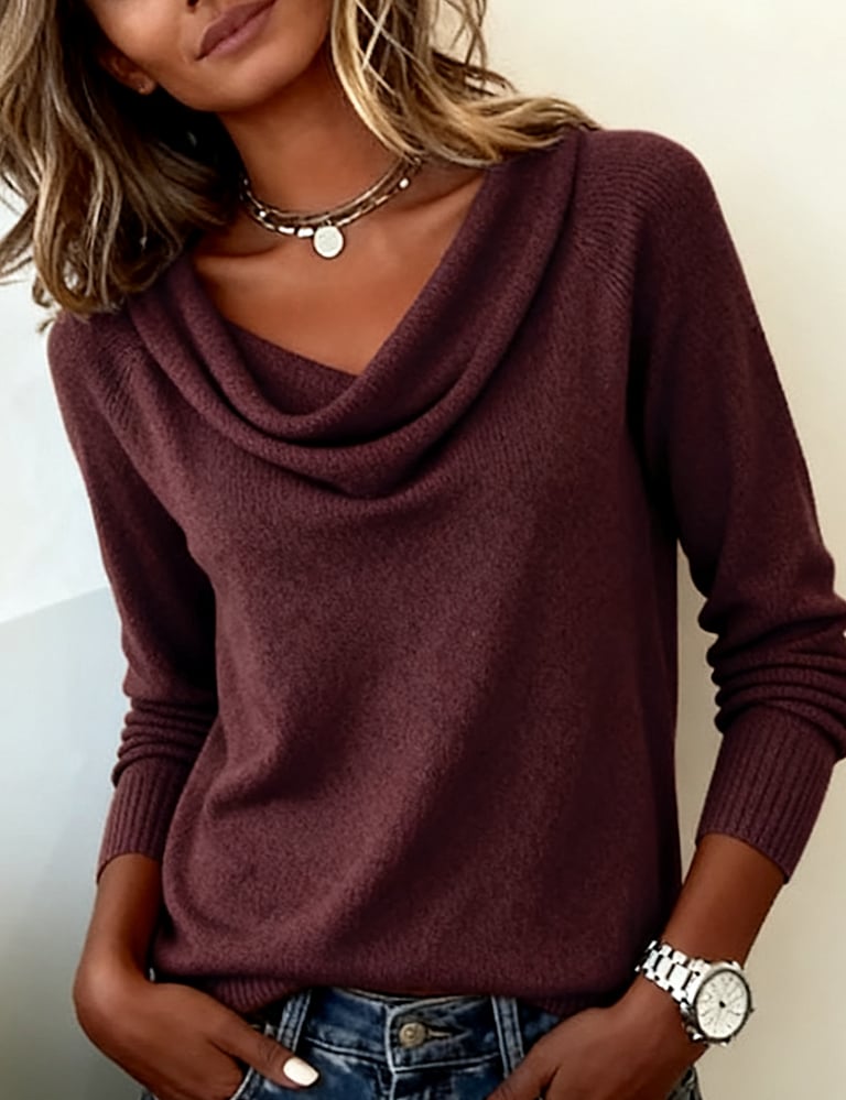 Women's Cowl-Neck Knit Sweater 3