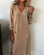 Women's V-Neck Midi Sweater Dress 1