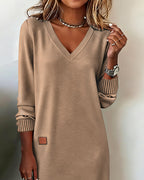 Women's V-Neck Midi Sweater Dress 2