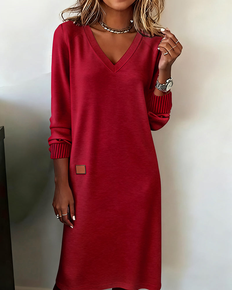 Women's V-Neck Midi Sweater Dress 7