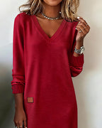 Women's V-Neck Midi Sweater Dress 8