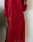Women's V-Neck Midi Sweater Dress 9