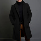 Men's Notched-Lapel Single-Button Long Overcoat 3