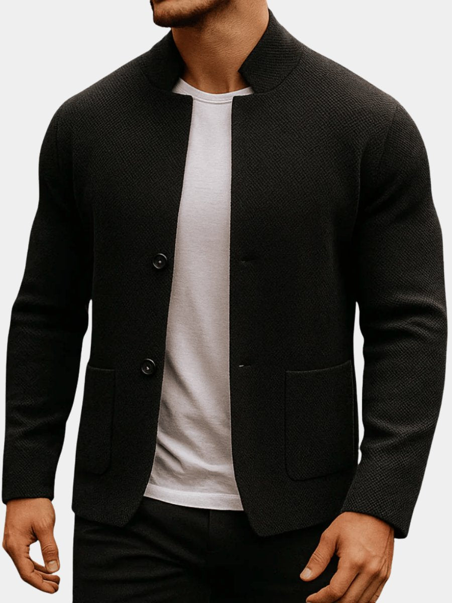 Men's Quilted Mandarin-Collar Button Jacket 2