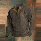 Men's Ribbed Quarter-Snap Elbow-Patch Sweater 3