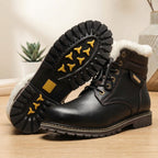 Men's leather winter boots wool lining