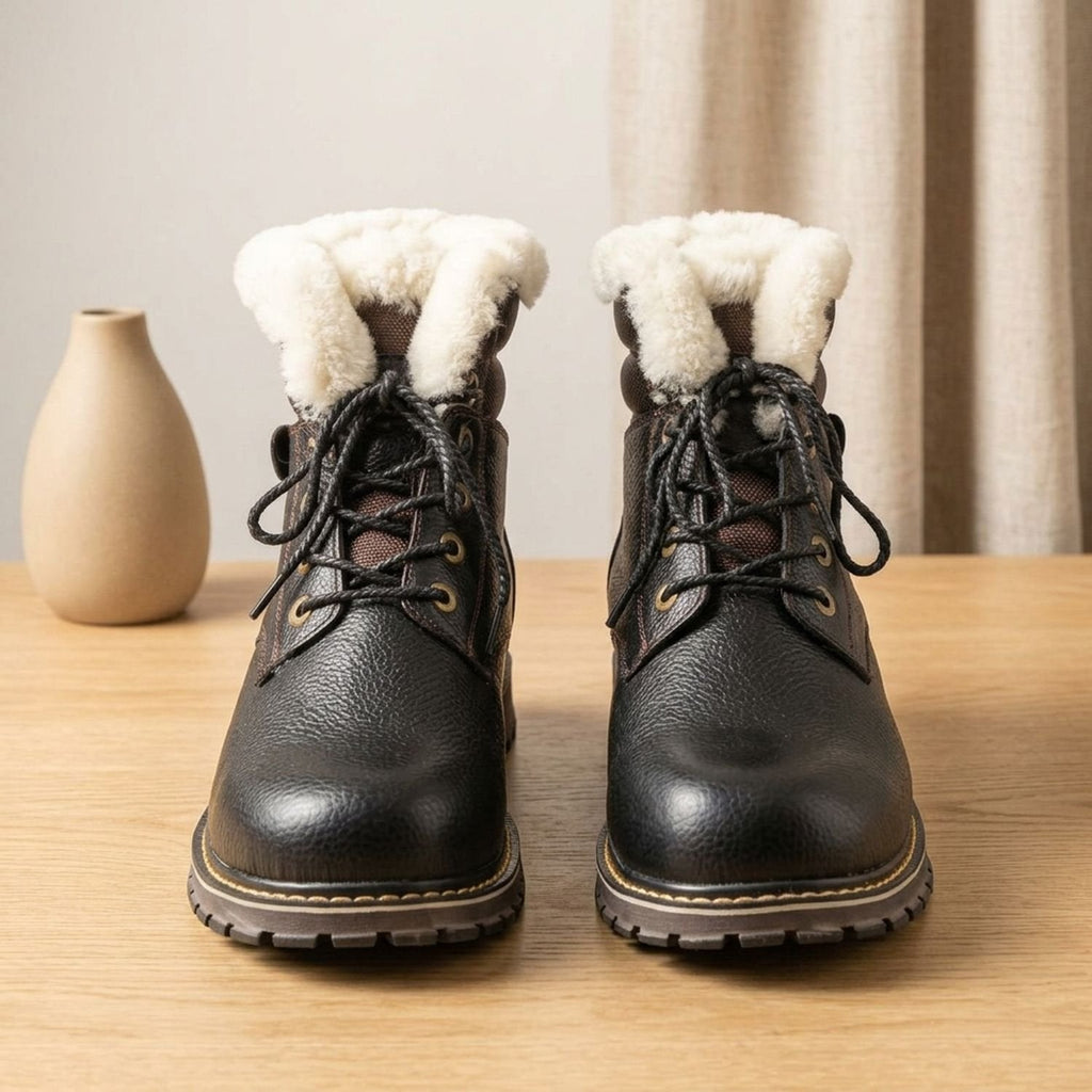 Men's leather winter boots lifestyle