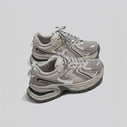 Women's Chunky-Sole Mesh Lace-Up Sneakers 1