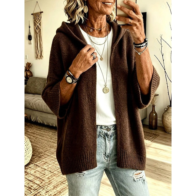 Women's Hooded Open-Front Knit Cardigan 2