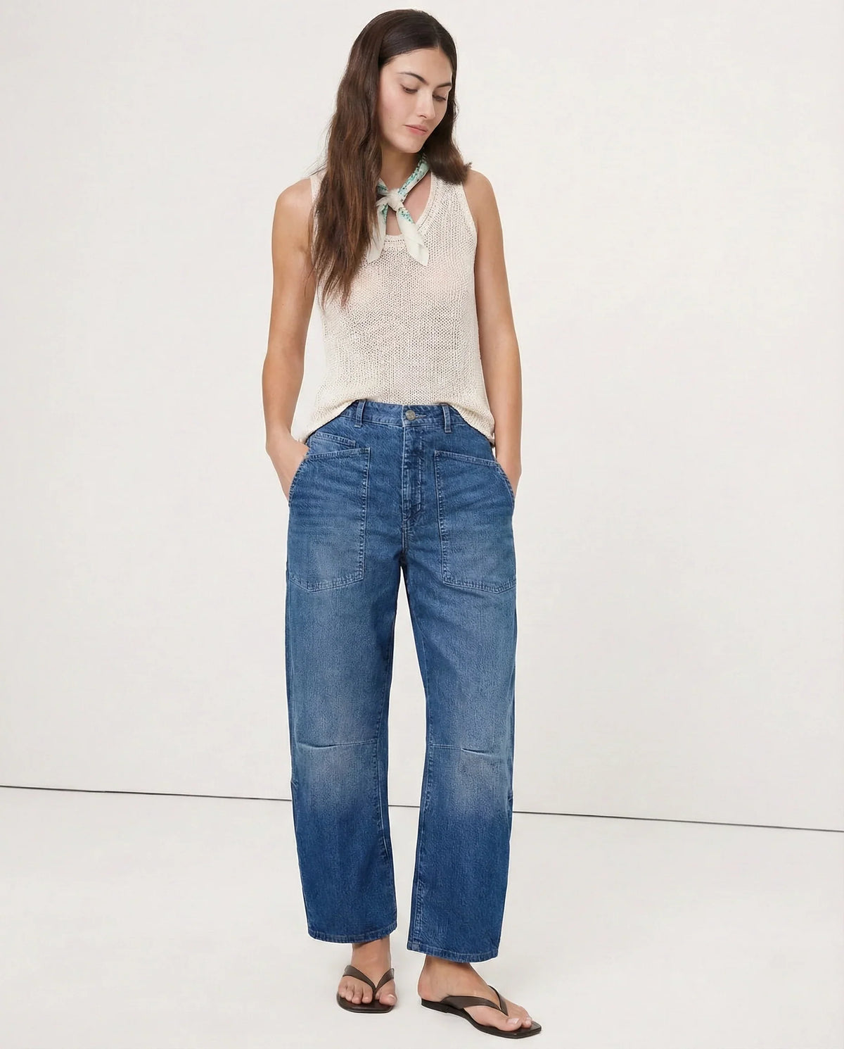 Women's Mid-Rise Barrel Utility Jeans 5