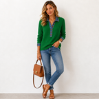 Women's Waffle-Knit Color-Block Henley Sweater 3