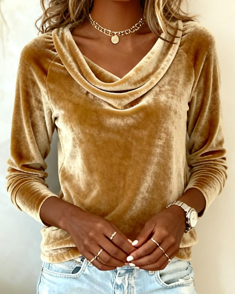 Women's Draped Cowl-Neck Raglan Sweater 2