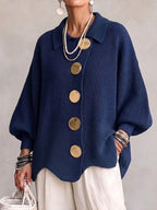 Women's Oversized Collared Chunky-Knit Cardigan 1
