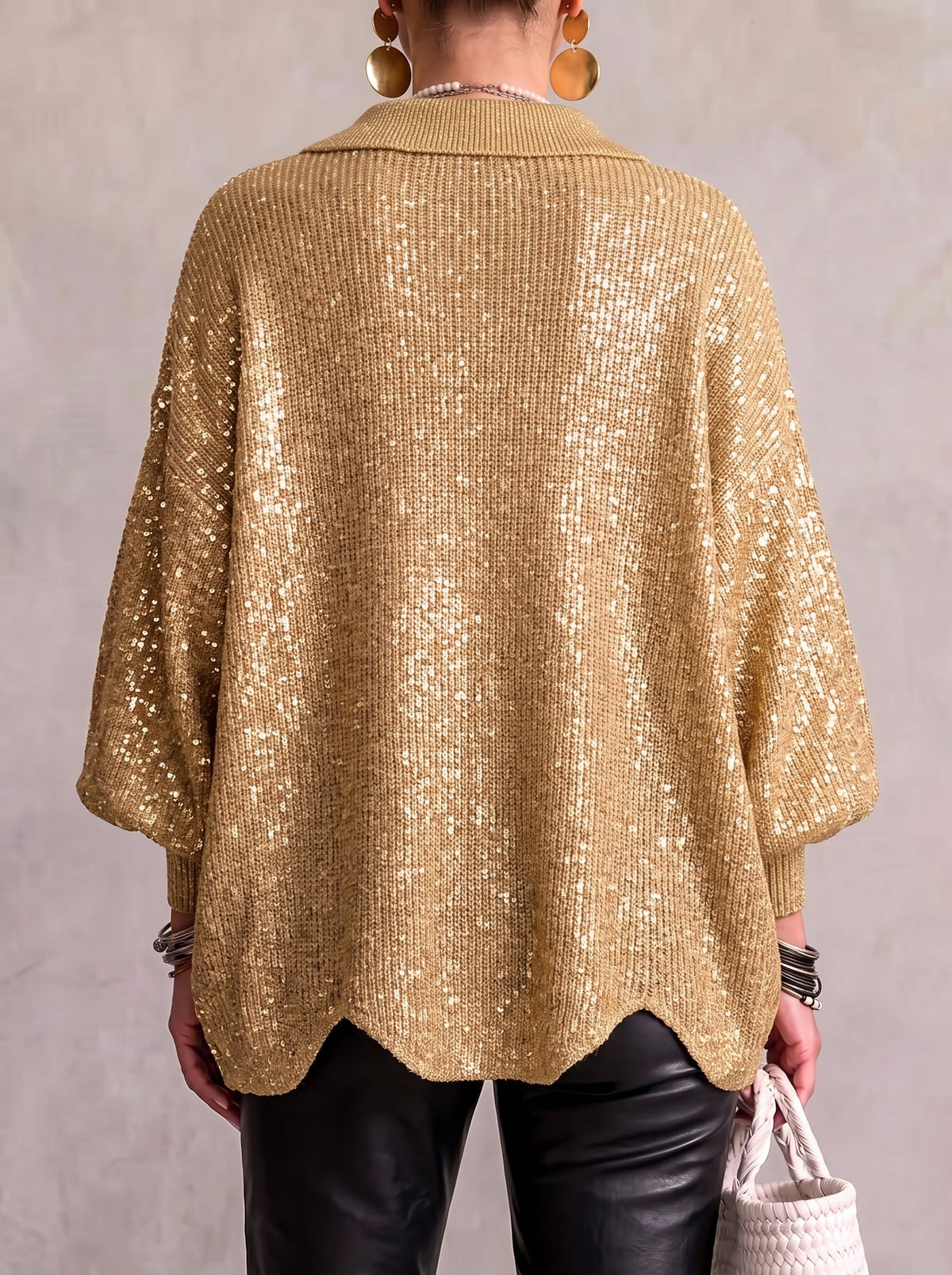 Women's Oversized Collared Chunky-Knit Cardigan 14