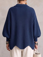 Women's Oversized Collared Chunky-Knit Cardigan 16