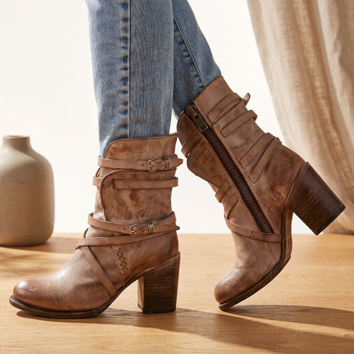 Women's Buckle-Strap Block-Heel Ankle Boots 2