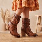 Women's Buckle-Strap Block-Heel Ankle Boots 4
