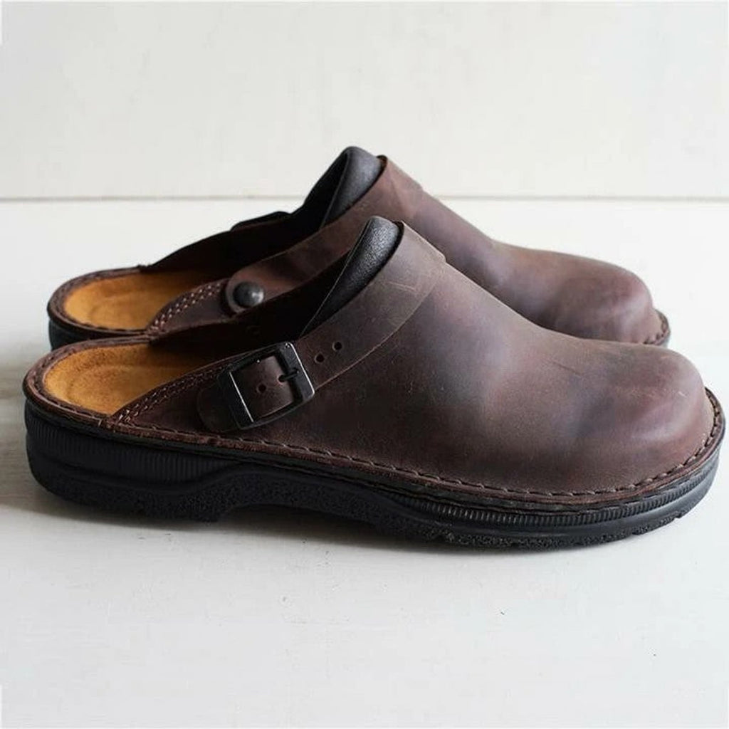 Women's Orthopedic Leather Buckle Clogs 1
